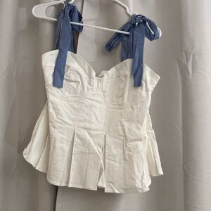 Stylish White and Blue Women's Crop Top